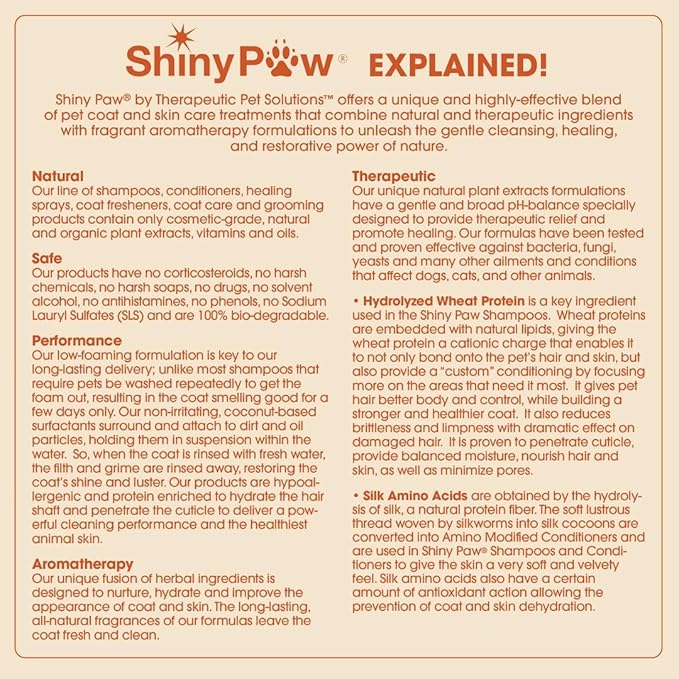 Dog Conditioner for Allergies and Itching 1 Gallon (128 oz) | Shiny Paw Shea Butter & Vanilla Conditioner for Dogs & Cats | Dog Matted Hair Detangler | Made in The USA
