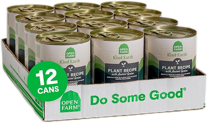 Open Farm Canned Dog Food, Plant Based Paté for Complete & Balanced Nutrition, Non-GMO Ancient Grains, Lentils and Vegetables, Plant Based Recipe, 12.5oz Cans (Pack of 12)