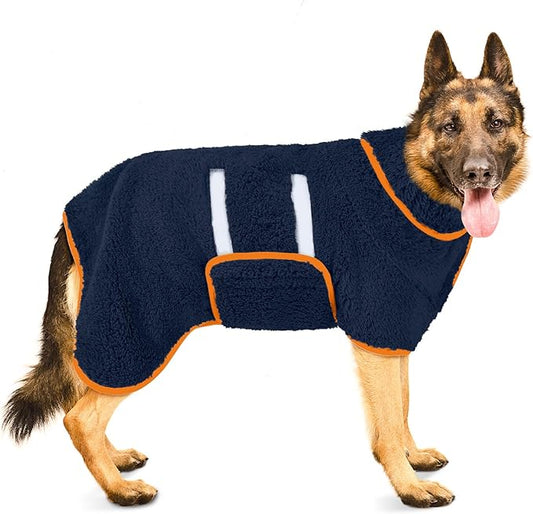 Bienbee Dog Bathrobe, Quick Drying Super Absorbent Dog Robes for After Bath, Warm Keeping Dogs Towel, Dogs Bath Supplies, Navy Blue XXL