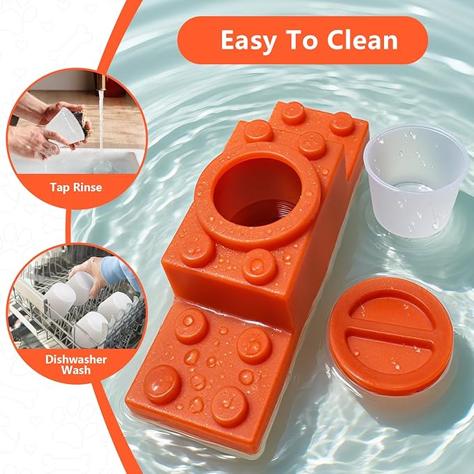 Non-Slip Frozen Dog Treat Holder - Frozen Treat Dispensing Dog Toy with Reusable Cup & Lid - Dogs Chew Toy for Small Medium Large Dogs, Easy to Clean Less Mess and Keep Your House Cleaning