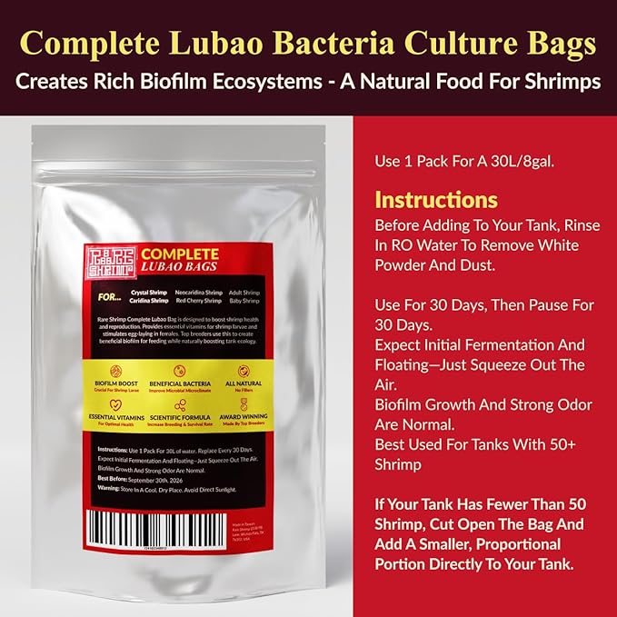 Aquarium Shrimp Bacteria Culture Bag Lu Bao Kallax Ball - Premium Bio Bag Biofilm for Crystal Red, Caridina & Neocaridina Breeding - Natural Microorganism Bag Supplement by Rare Shrimp - 5 Pack