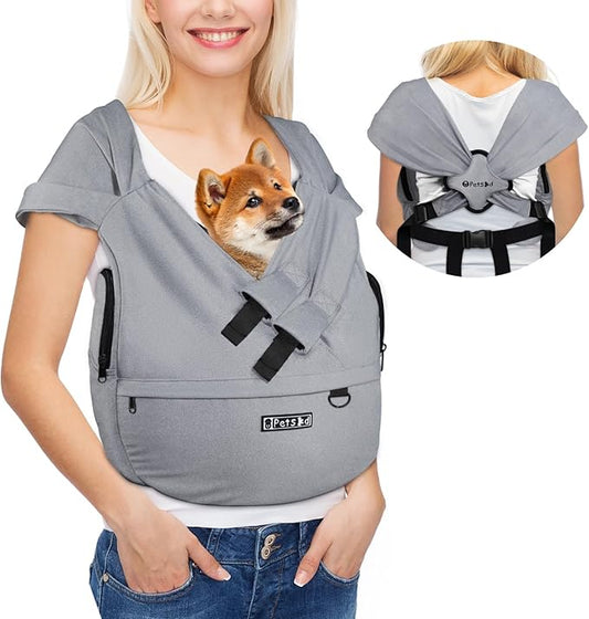 Petskd Dog Carrier Sling for Small Pet 5-15 LBS, Hands Free Front Facing Cat Sling Chest Carrier with Bottom Mat and Adjustable Strap for Pets Anti-Anxiety, Walk, Vet