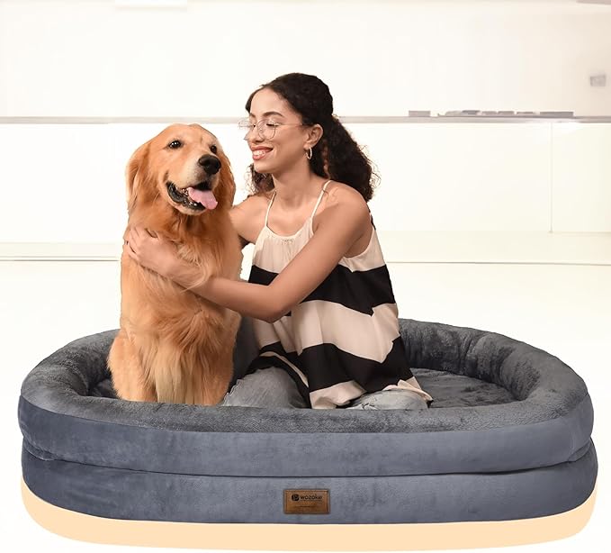 Orthopedic Waterproof Large Dog Bed: Washable Dog Bed with Bolsters - XXL Orthopedic Removable Cover for Medium Large Sized Pet - Non-Slip