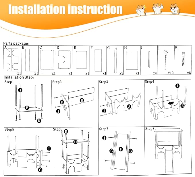 Guinea Pig Hideout Castle 2 Tierd Sturdy Wooden Hamster Castle Detachable Guinea Pig Hideout House with Ramp and Cushion Small Animal House Hut Habitats for Chinchillas Playing Hiding (Double Decker)