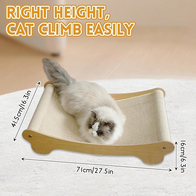 Cat Scratcher,Cat Scratchers for Indoor Cats Scratch Pad with Natural Sisal，Wooden Cat Furniture Cat Scratching Board（27.5"X16.3"X6.3"）