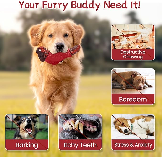 WinTour Dog Chew Toys for Large Breed Aggressive Chewers - Tough, Indestructible Balls with Squeaky - Super Chewer Toys for Large Dogs