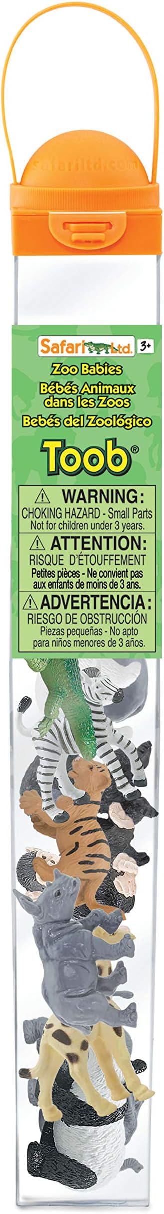 Safari Ltd. Zoo Babies TOOB - 11 Figurines: Zebra, Panda, Hippo, Chimpanzee, Rhino, Alligator, Gorilla, Elephant, Tiger, Polar Bear, Giraffe - Educational Toy Figures For Boys, Girls & Kids Ages 3+