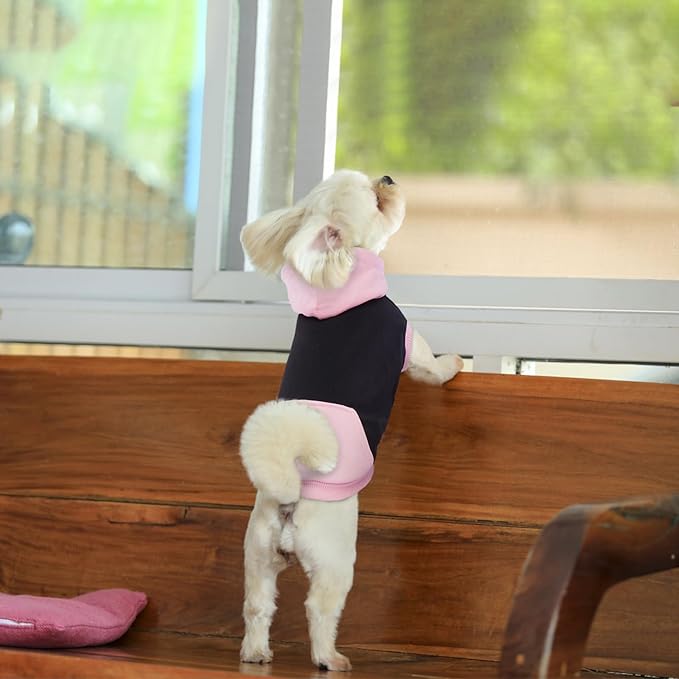 Dog Hoodie - Cotton Sweatshirt Soft Breathable Sweater for Small Dogs, Sleeveless Clothes Cozy Coat for Spring Autumn Winter, Pink S