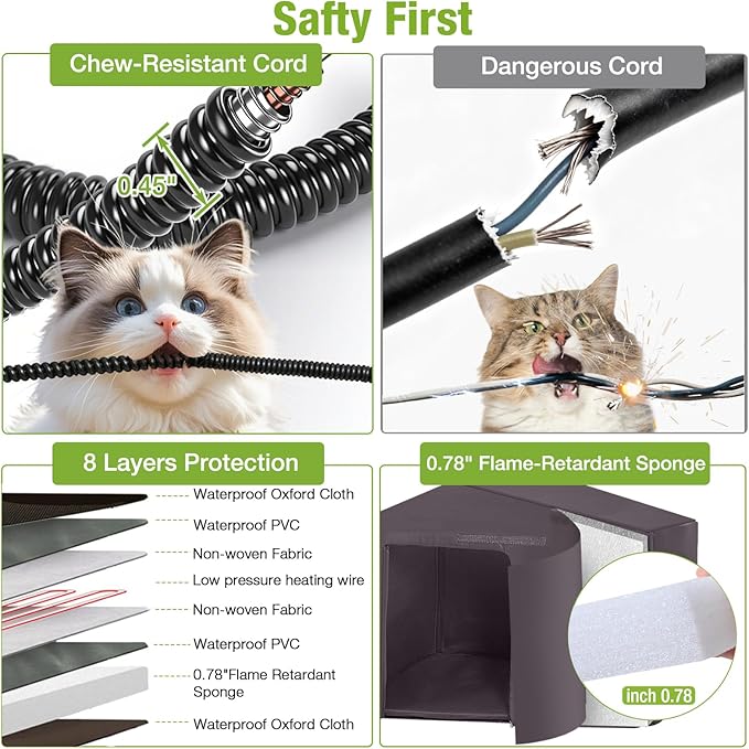 GUTINNEEN Heated Outdoor Cat House with Heater and Insulated Liner Weatherproof Insulated Feral Cat Shelter for Winter