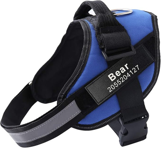 HOTGOL Custom No Pull Dog Harness with Personalize Name and Phone Number Tag,Reflective Breathable Adjustable Pet Vest for Small to Large Dogs