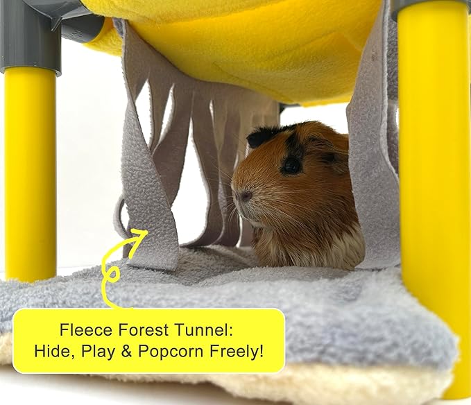 Guinea Pigs Bunk Bed,Hammock Loft Cot with Fleece Forest Hideout and Plush Mat for Small Animals - Rabbits,Chinchillas, Ferrets (Large)