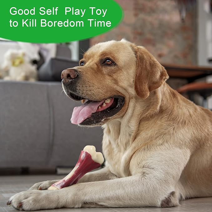 Dog Chew Toys for Aggressive Chewers Beef Flavor Indestructible Nylon Puppy Bone Tough Teething & Calming for Large Medium Breeds(20lbs-75lbs) Birthday Gift Christmas