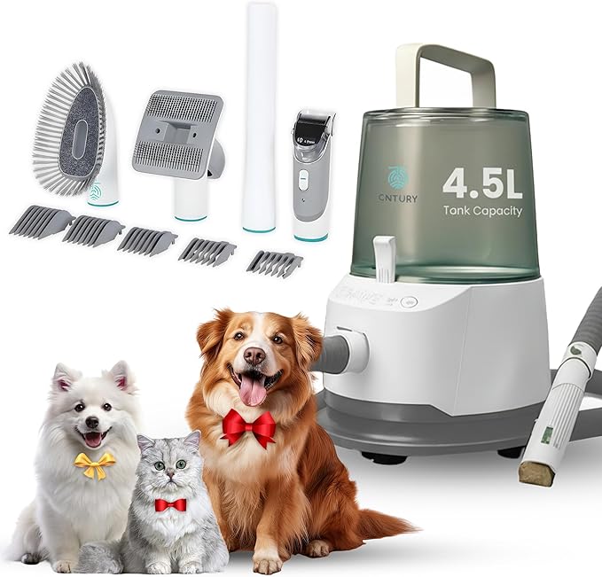 Dog Grooming Vacuum for Shedding, 5-in-1 Pet Grooming Kit with Dog Clippers for Grooming, 14,000Pa Powerful Suction, 4.5L Dust Cup, Quiet Pet Hair Vacuum Cleaner for Cats & Dogs Grooming