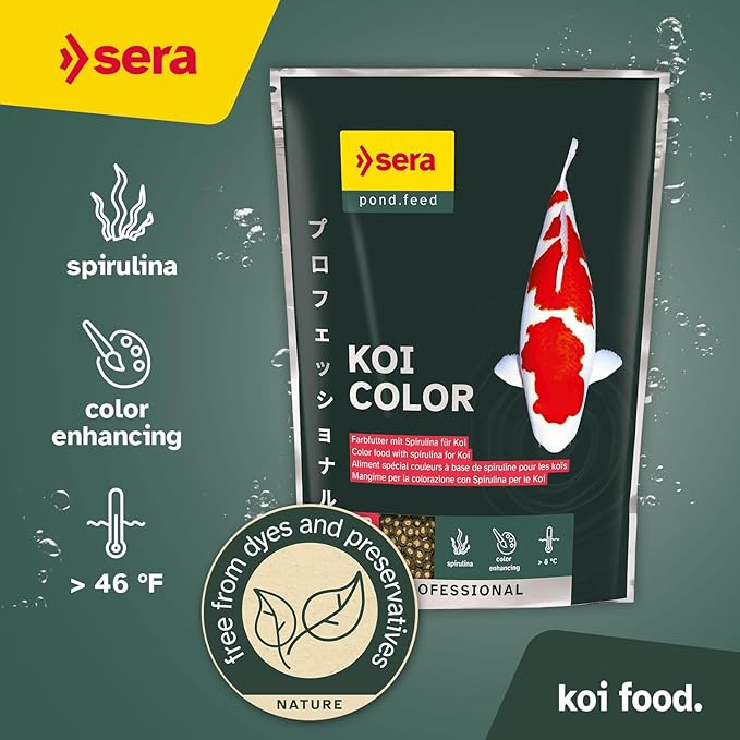 sera Koi Professional Color 4.8lb | Spirulina & Haematococcus Algae for Vibrant Colors and Ideal Growth | Co-Extrusion Technology for Optimal Health | Floats for Year-Round Feeding Above 46°F