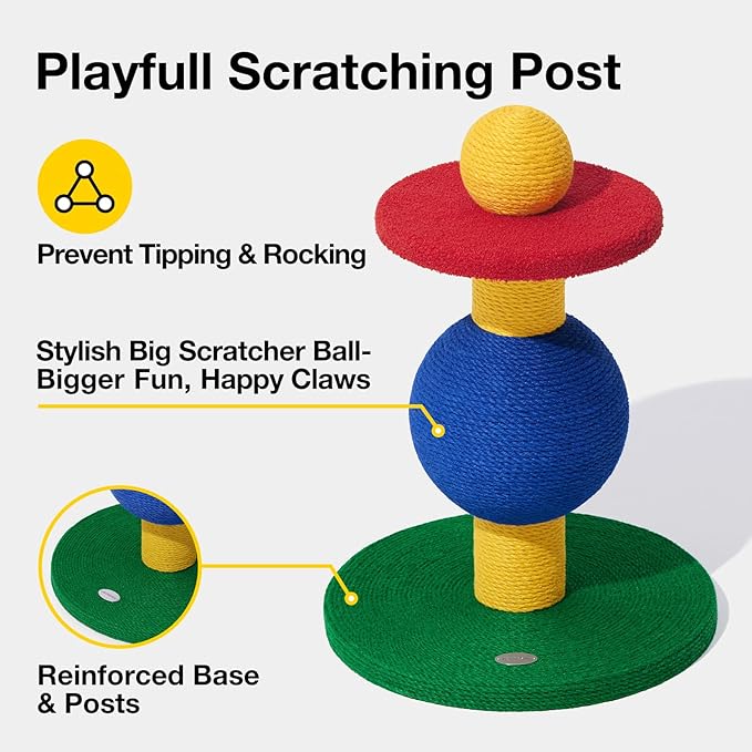VETRESKA 25" Cat Tree, Sisal Coverd Scratching Posts with Playful Ball, Indoor Cats Furniture Activity Center for Cats Kittens