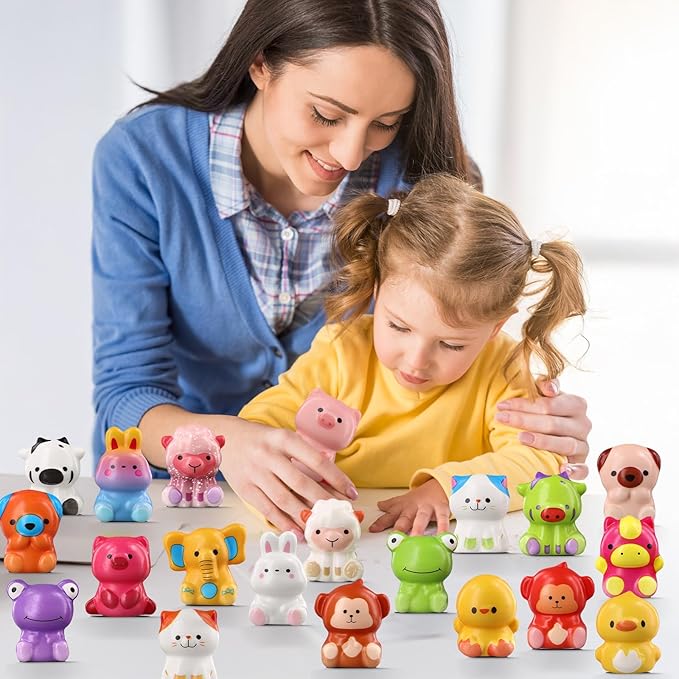 24PCS Animal Party Favor Toys, Stress Relief Fidget Toys for Kids, Goodie Bag Fillers, Classroom Prizes Birthday Gifts for Boys Girls, Stress Relief Fidget Toys (24 Universal Animal)