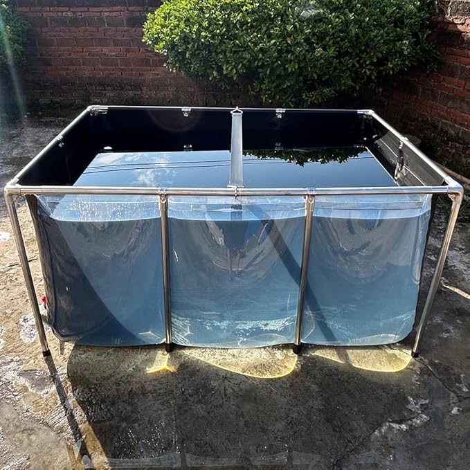 Aquarium Pool Pond,Collapsible Fish Ponds for Outside with Transparent Clear Viewing Panel,270 Gallon Fish Tank,PVC Canvas Above Ground Pond,Indoor/Outdoor Pond for Koi,Goldfish,with Drain Valve