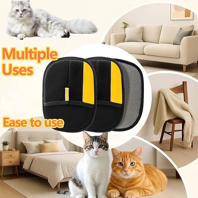 3pcs Pet Hair Removal Glove,Pawbeam Pet Hair Remover for Cats & Dogs,Upgraded Animal Fur Removal Tool, Reusable Cats & Dogs Grooming Gloves for Hair Removal