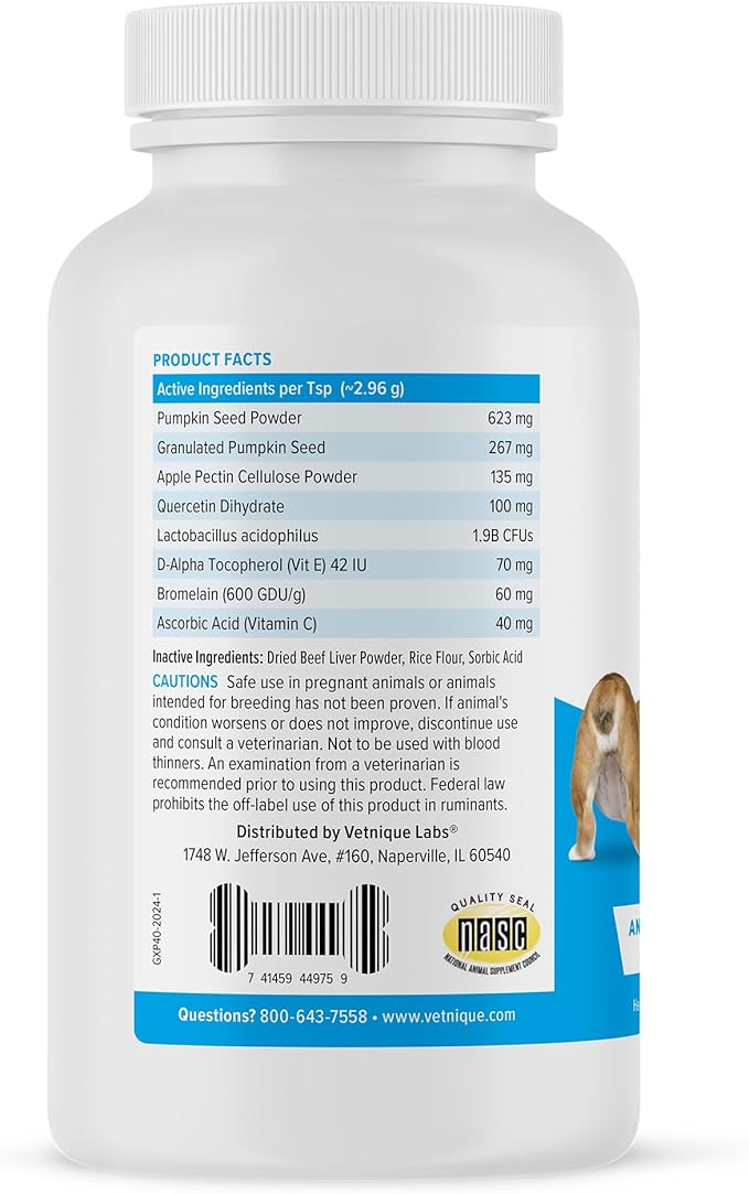 Vetnique Glandex Dog Fiber Supplement Powder for Anal Glands with Pumpkin, Digestive Enzymes & Probiotics - Vet Recommended (Regular or Advanced Strength) - Boot The Scoot (4.0oz Powder, Beef Liver)