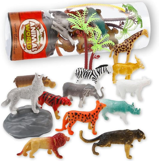 6 PACK Small Animal Figures Toys, 78 Pieces Realistic Mini Dinosaur Insect Sea Farm Reptile Wild Jungle Zoo Plastic Little Creatures Playset, Cake Topper Party Favors for Kids, Toddlers