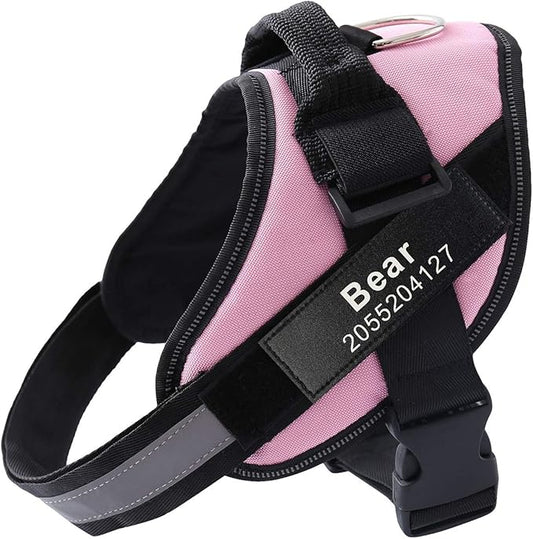 HOTGOL Custom No Pull Dog Harness with Personalize Name and Phone Number Tag,Reflective Breathable Adjustable Pet Vest for Small to Large Dogs