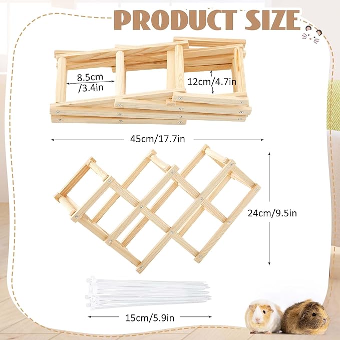 Wooden Rat Climbing Toys, Pet Rat Cage Accessories Climbing Ladder, Hamster Educational Toys, Hanging Hamster Supply for Exploring Chewing Exercising