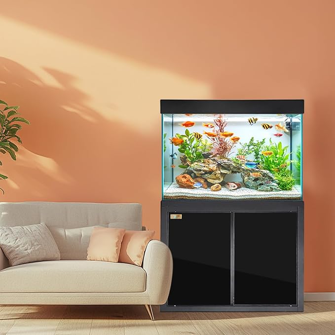 100-Gallon Aquarium Tempered and Ultra-Clear Glass (Full Setup) in All Black
