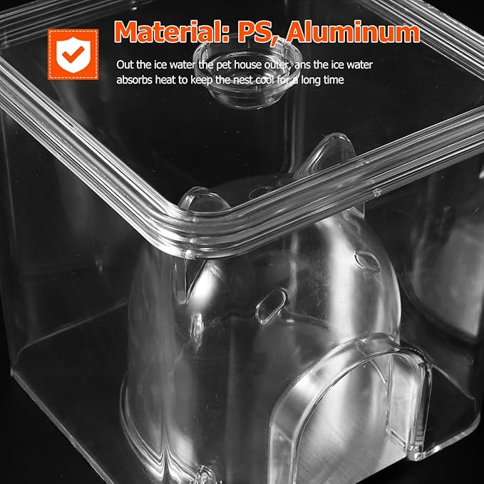 Ice Nest Hamster House - Summer Cooling Hideout for Hamsters Guinea Pigs and Small Pets Unique Transparent Design 5.5In Cooling Pad