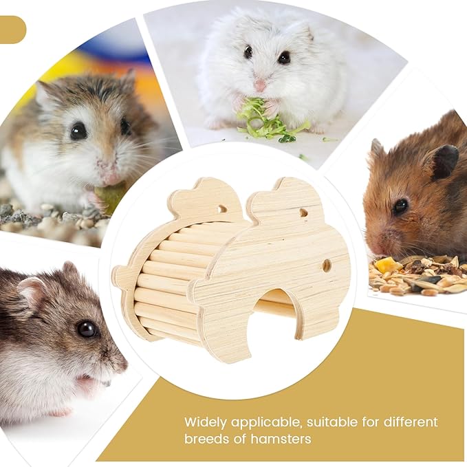 Guinea Pig Hideout, Wooden Hamster Hideout, Natural Wood Hamster House, Solid Wood Small Pet Shelter, Safe & Simple for Rat Gerbils and Other Small Pets(Bunny)
