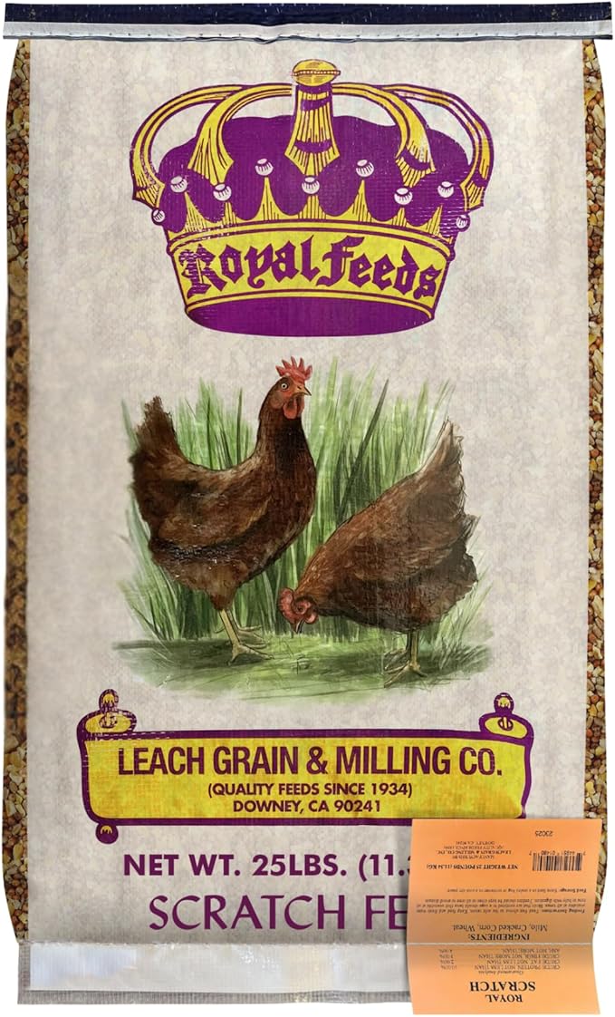LEACH GRAIN & MILLING CO. Chicken Scratch 25 Lbs, Chicken Feed - High Protein and Fiber - Healthy Whole Grains - Supports Energy & Digestive Health, Natural Food and Supplies for Poultry