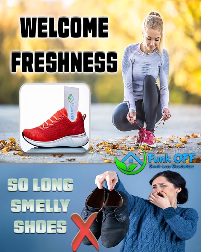Funk OFF Smell-Less Deodorizer 1-Pack (2 Count) Odor Eliminator, Litterbox Deodorizer, Air Freshener, Pet Areas, Odor Absorber, Athletic Gear, Shoe Deodorizer, Gym Bag, Sports Cleats, Closets, Storage