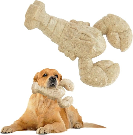Tough Dog Toys for Aggressive Chewers, 1 Pack Indestructible Chew Toys, Nylon Dog Chew Toys for Large Medium Small Breed, Wood Color Lobster
