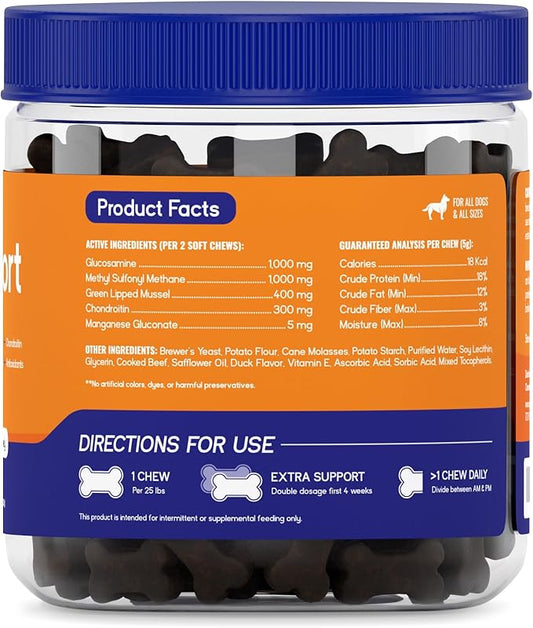 PupGrade Joint Support Supplement for Dogs - Natural Glucosamine Chondroitin with MSM - Hip & Joint Pain Relief - Recommended for Hip Dysplasia, Arthritis & Joint Disease - USA Tested - 180 Chews