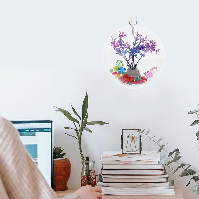 POPETPOP Wall Mounted Fish Bowl : Acrylic Hanging Fish Tanks Transparent Aquarium Wall Plant Pot for Home Decor, 5.89X5.89X2.75in