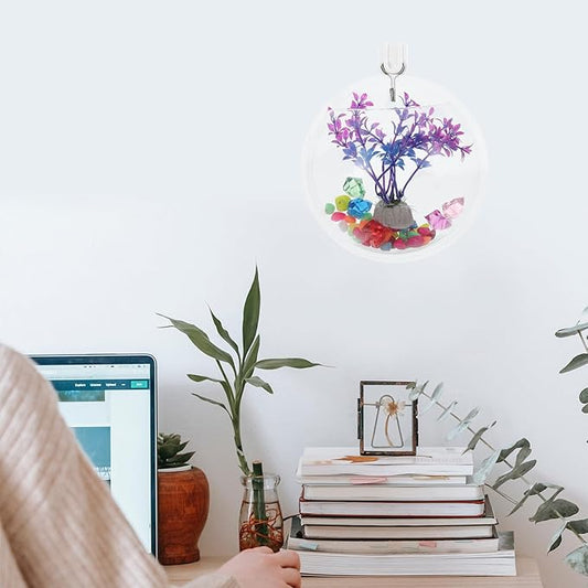 POPETPOP Wall Mounted Fish Bowl : Acrylic Hanging Fish Tanks Transparent Aquarium Wall Plant Pot for Home Decor, 5.89X5.89X2.75in