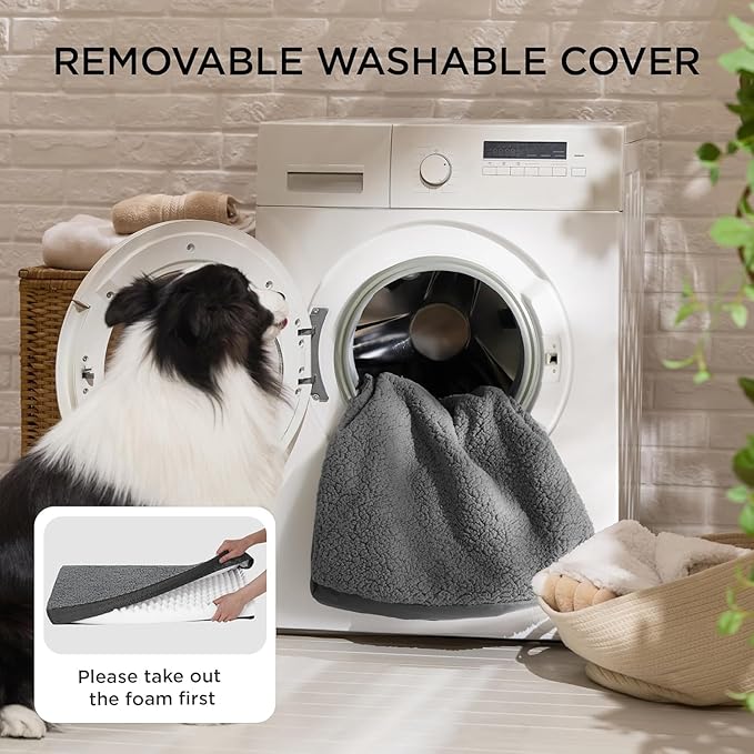 Bedsure Dog Beds Large Sized Dog - Orthopedic Flat Pet Beds with Removable Washable Cover, Egg Crate Foam Puppy Mat, Suitable for Pet Up to 65 lbs