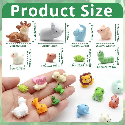 Benvo 45 PCS Assorted Mini Resin Animal Figurines - Tiny Creatures for DIY Crafts, Fairy Gardens, Dollhouse Accessories, Hide & Decor