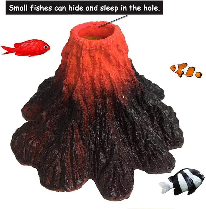 Tank Decoration Volcano Ornament Aquarium Decorations Volcanic Stone for Fish Tank (M)