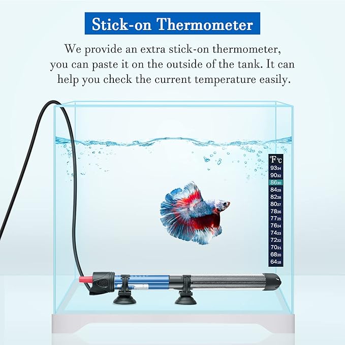 FEDOUR 50W 100W 300W Submersible Aquarium Heater, Adjustable Glass Water Heater for 5 – 70 Gallon Fish and Turtle Tank (300W for 35-70 Gallon)