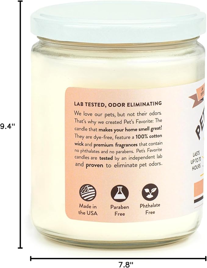 Pet's Favorite Pet Odor Candle, Clean Burning, Long Lasting Scented Candles with a Cotton Wick. (French Vanilla, Pack of 2)
