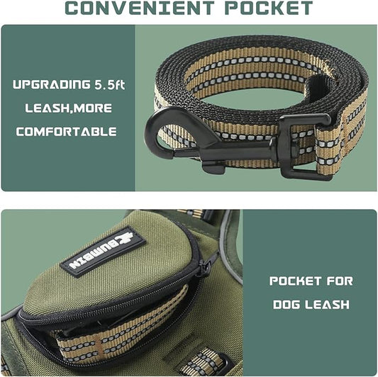 No Pull Dog Harness for Medium Dogs, Adjustable No Choke Pet Vest with Dog Leash Fit Smart Reflective Pet Walking Harness for Training Easy Control Soft Handle Green M
