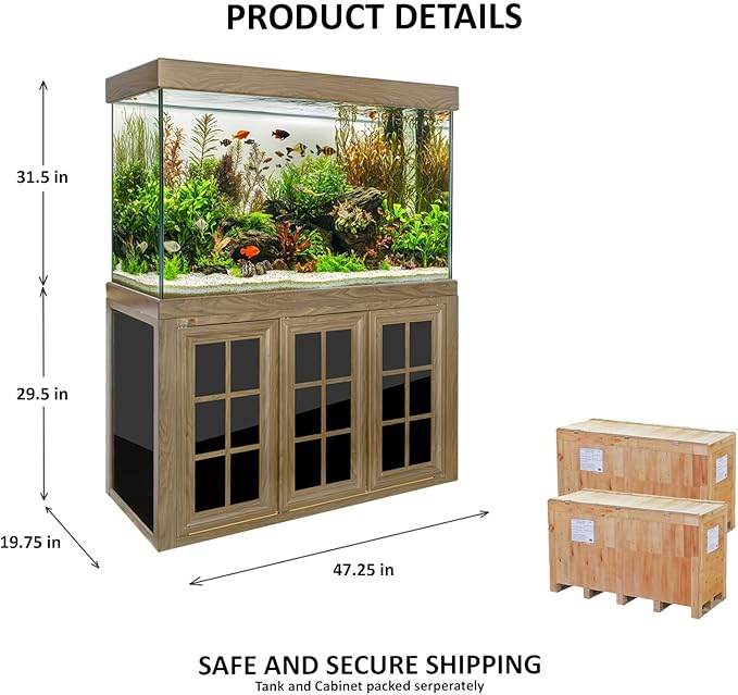135 Gallon Aquarium in Dark Wood Tempered Ultra Clear Glass with Complete Setup