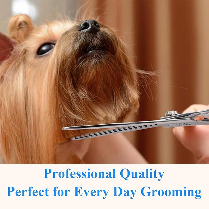JASON Left Handed 7" 18-Tooth Texturising Dog Grooming Chunkers Scissor, Ergonomic Cats Grooming Shears Pets Trimming Kit with Offset Handle, Sharp, Comfortable Shear