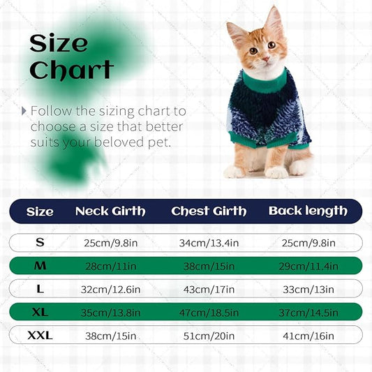 Cat Clothes -2 Legged Pullover Cat Sweater Soft Warm Pet Apparel Kitten Clothes for Kittens Only Elastic, Green S