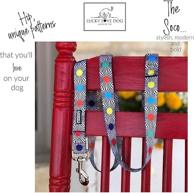 Lucky Love Dog - Adjustable Dog Collar with Easy Click Buckle for Small to Large Ones, Durable, & Comfortable for Male & Female Dogs, Pet Collar for Puppies & Adult Dogs - SOCO, Medium