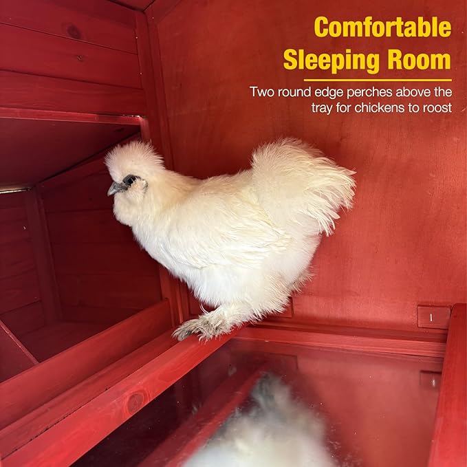 Aivituvin Chicken Coop Mobile Hen House on Wheels Wooden Poultry Cage Rabbit Hutch with Nesting Box,Leakproof Pull-on Tray