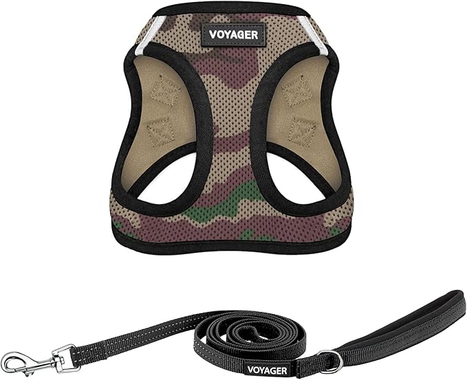 Voyager Step-in Air All Weather Mesh Harness and Reflective 5 ft Dog Leash with Neoprene Handle for Small, Medium and Large Breed Puppies by Best Pet Supplies - Army Base, XL