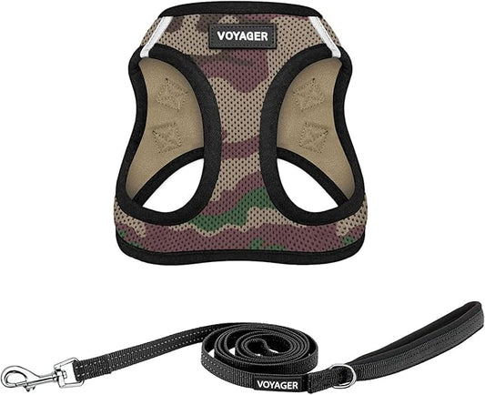 Voyager Step-in Air All Weather Mesh Harness and Reflective 5 ft Dog Leash with Neoprene Handle for Small, Medium and Large Breed Puppies by Best Pet Supplies - Army Base, XL