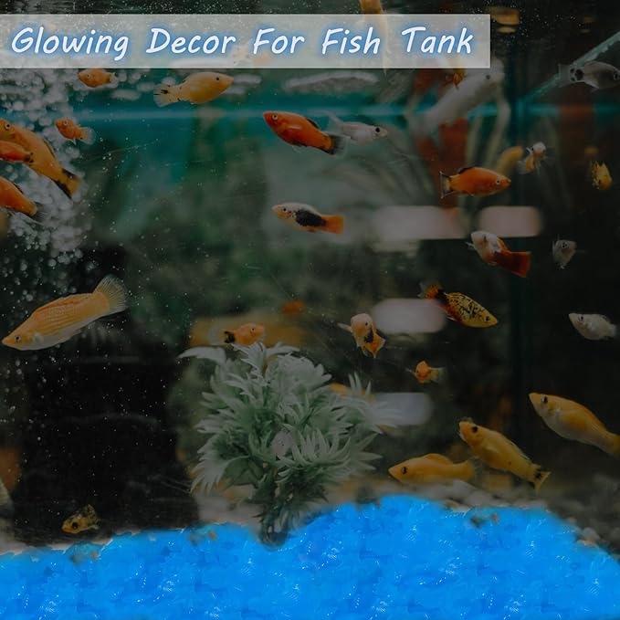 Kaiyuan Dynasty 100pc Fish Tank Rocks Aquarium Rocks Glow in The Dark Pebbles Glowing Rocks Luminous Pebbles for Fish Bowl,Garden,Ponds Decor,Blue