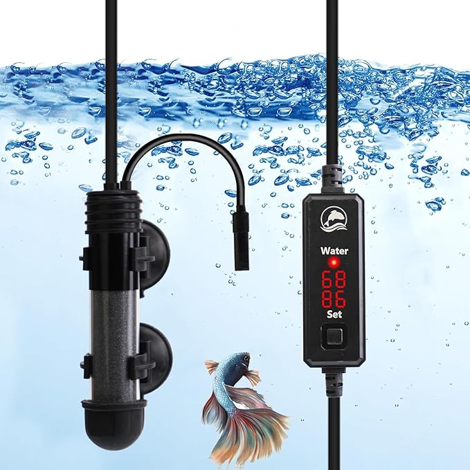 Small Aquarium Heater 100W,Fish Tank Heater for 10-20 Gallon,Suitable for Freshwater and Marine Saltwater,Dual Digital Display Controller, Mini Water Heater,for Betta/Turtle Tank